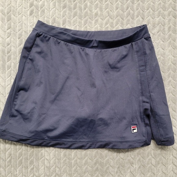 Fila Short Tennis Golf Skirt Skort Sz Small‎ Blue Stretch Activewear Logo Womens - Picture 1 of 10